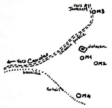 Plan de répartition des sites à empreintes dans le terrain communal du Causse de Montgisty